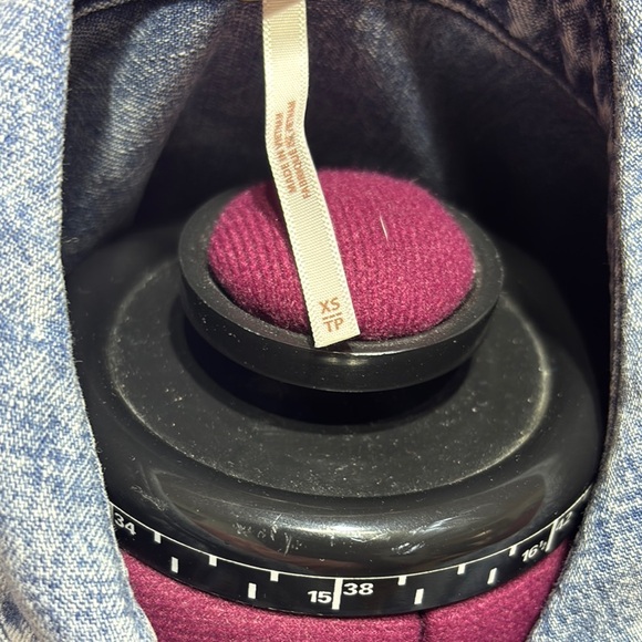 Free People Samantha Ruffle Button down, Indigo Blue Acid Wash XS - Picture 6 of 7